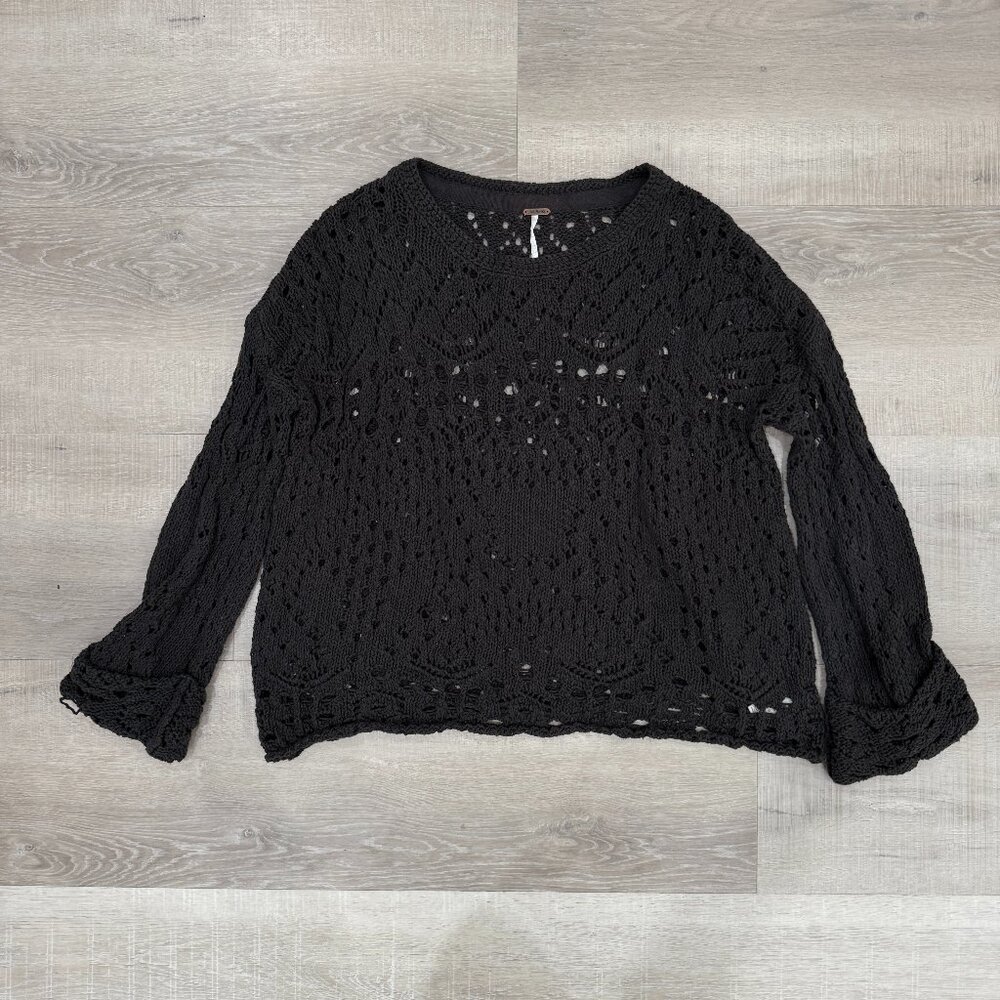Free People Crochet Knit Sweater